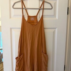 Free People Rust-Toned Sleeveless Pocket Jumpsuit